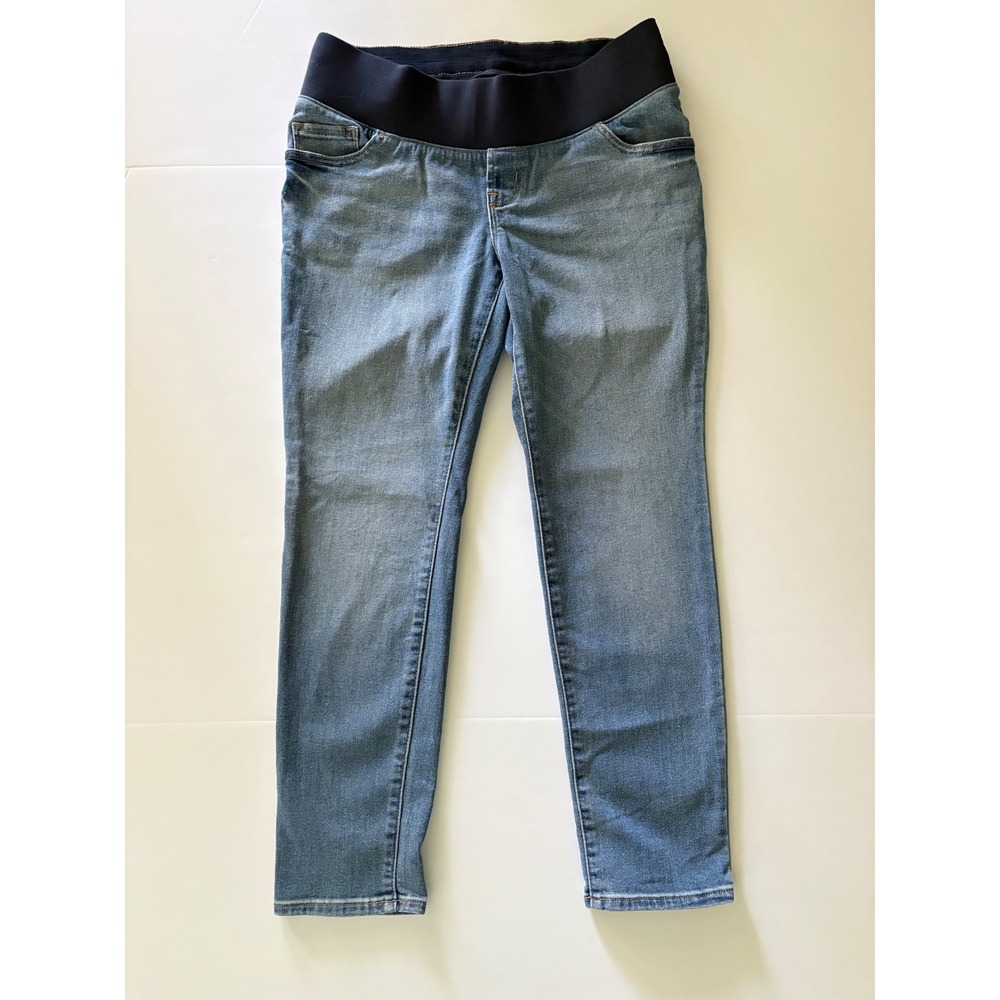 Old Navy Maternity Jeans Womens 8 Short Blue Denim Straight Leg Elastic Band